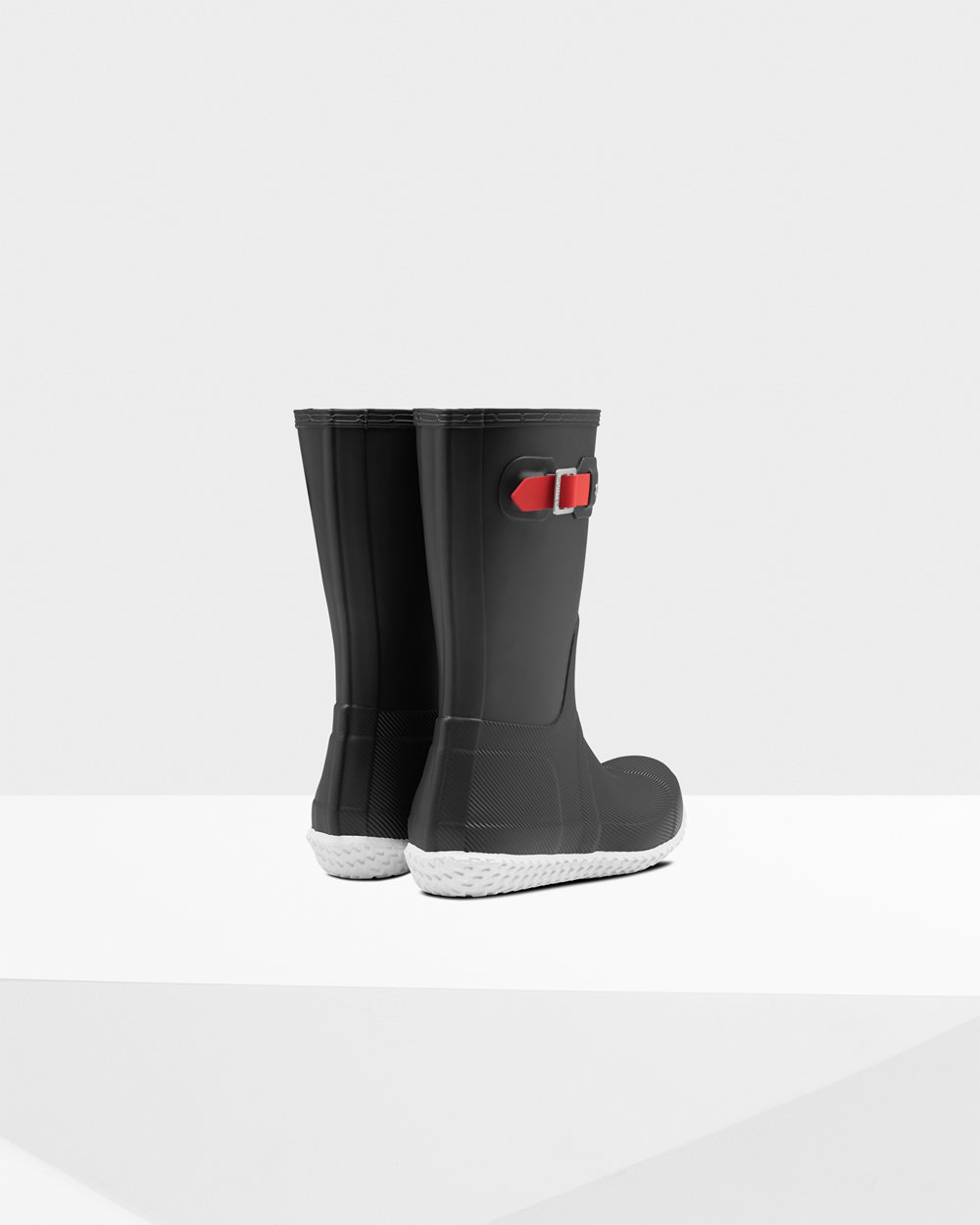 Galochas Curtas Hunter Homem Pretas/Vermelhas - Original Flat Heel Calendar Sole - 18NTOSHYU